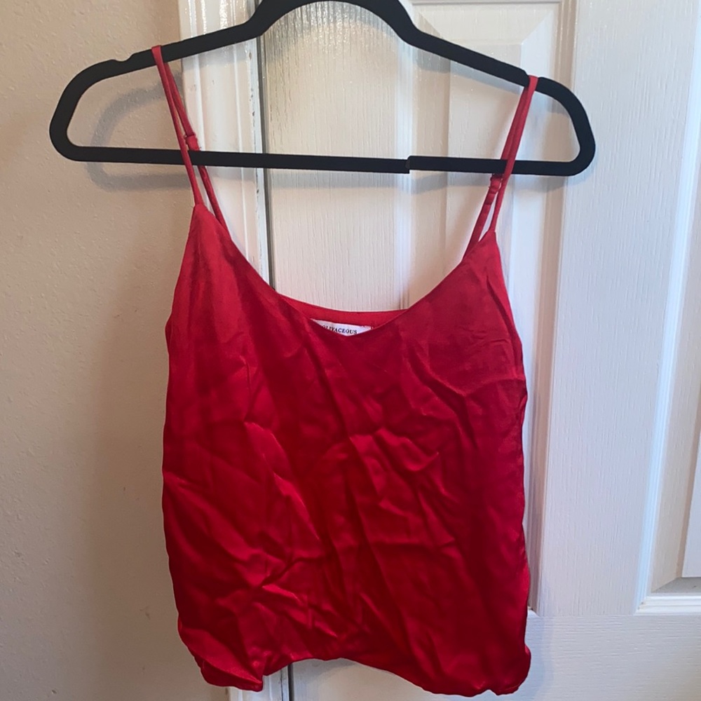 Red Satin Tank Top